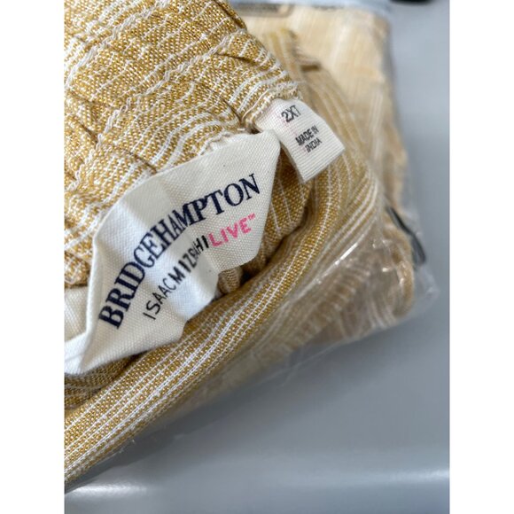 Isaac Mizrahi Live Tall Bridgehampton Striped Wide Leg Linen Pant 2X Dijon NEW - Picture 6 of 7